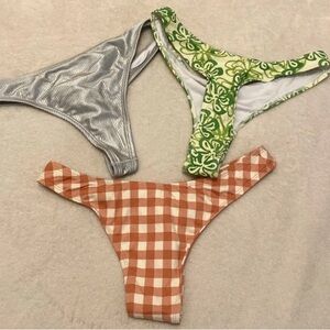 Stylish Green, Gray, and Brown Brazilian Bikini Bottom Set
